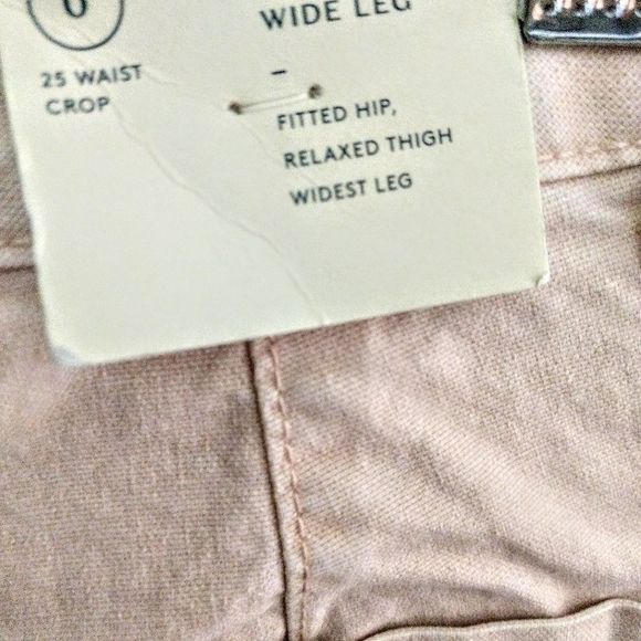 Women's High-Rise Wide Leg Cropped Jeans Pink - Picture 9 of 10